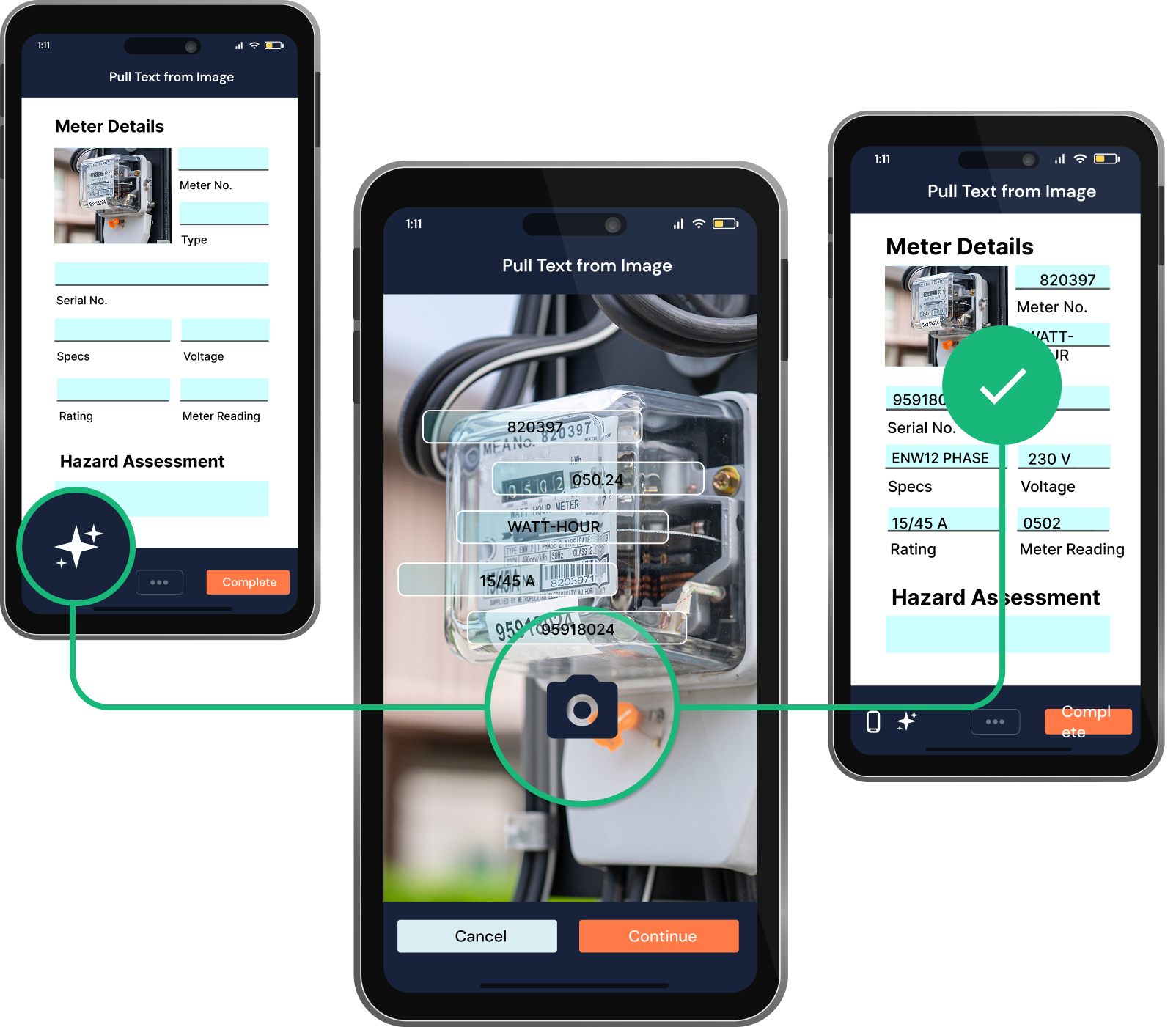 field technician using AI OCR to capture data from a label on a mobile device
