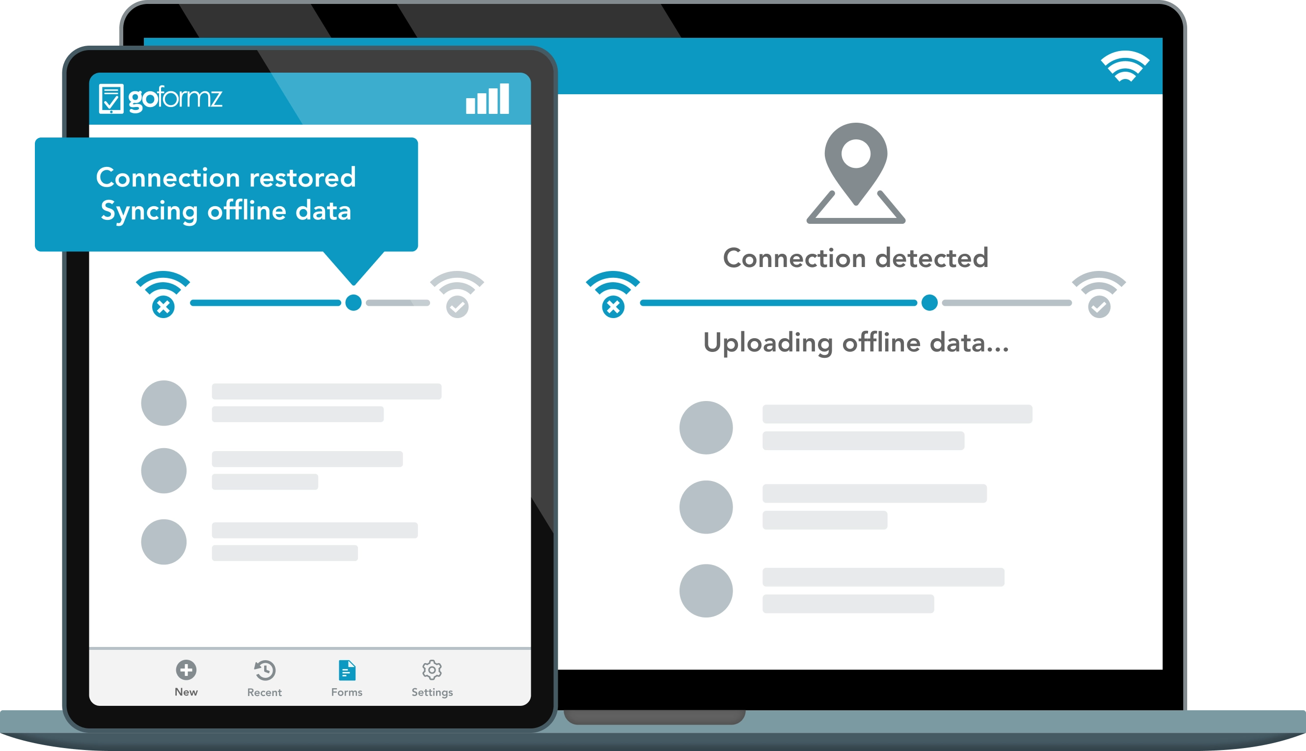 GoFormz is fully functional offline.