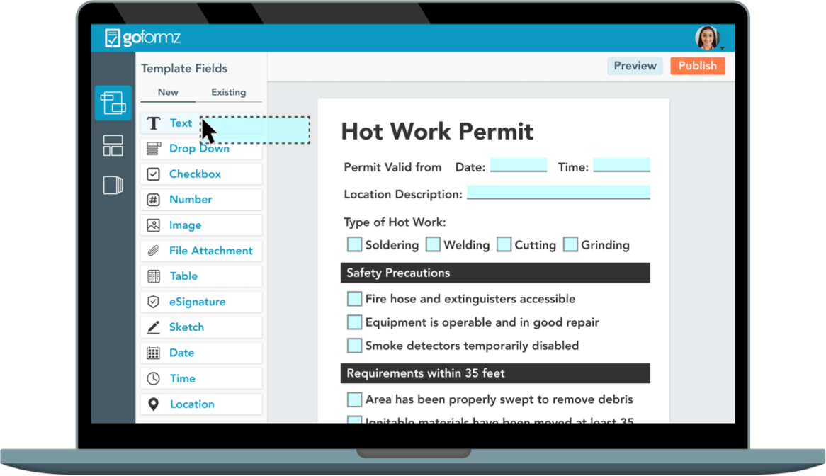 Add visual fields and logic to your digital fire safety forms