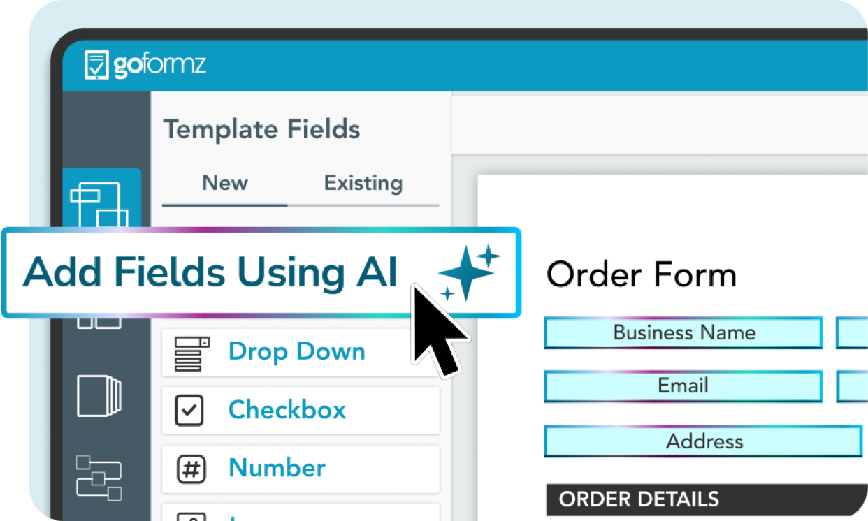 GoFormz AI Form Builder intelligently mapping fields to a digital form template