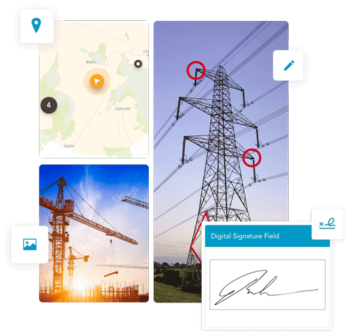 Easily include sketches, photos and GPS data in your digital work orders