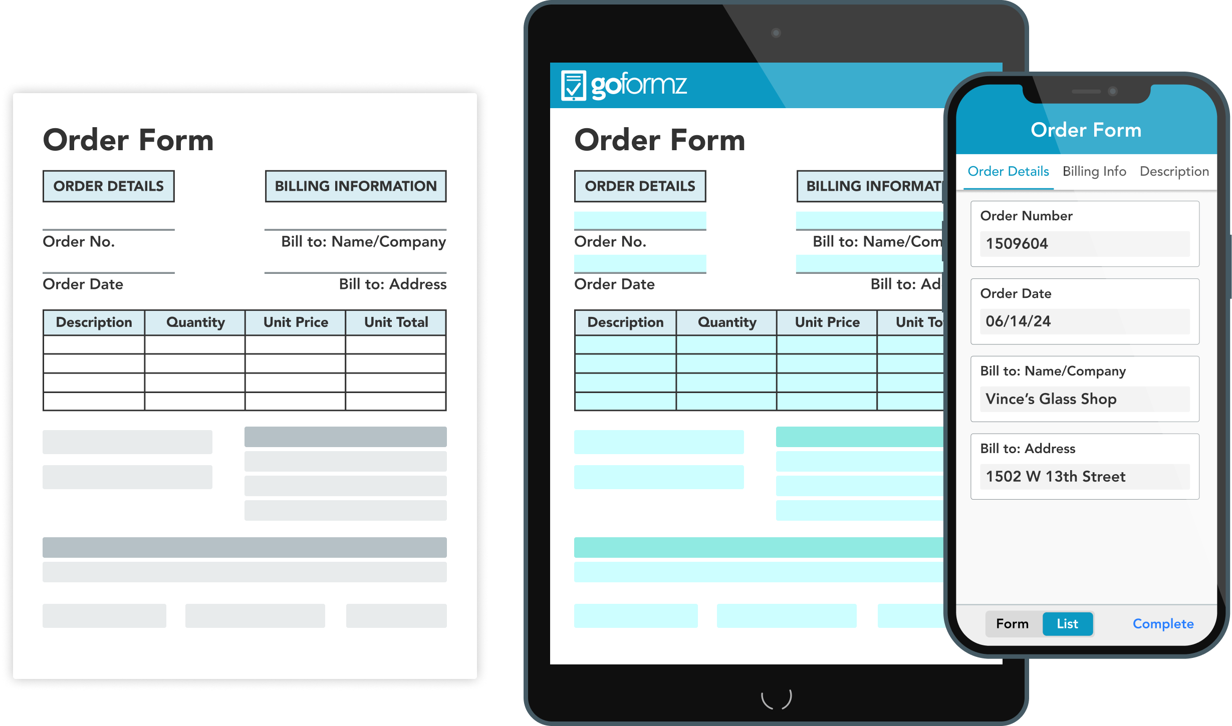 Graphic from the GoFormz platform of a Purchase Order