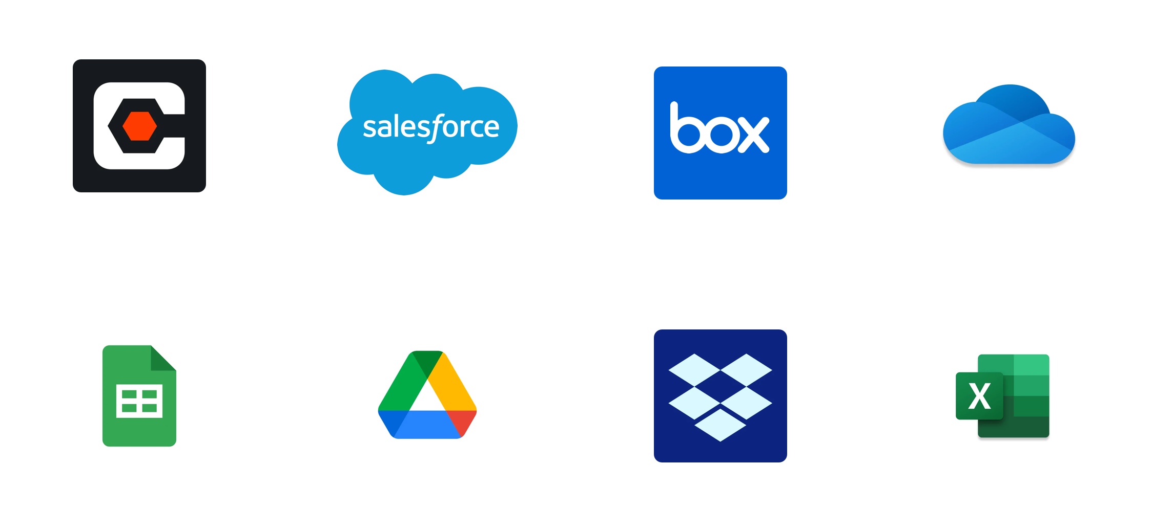 A grid of logos showing the different business systems GoFormz integrates with.
