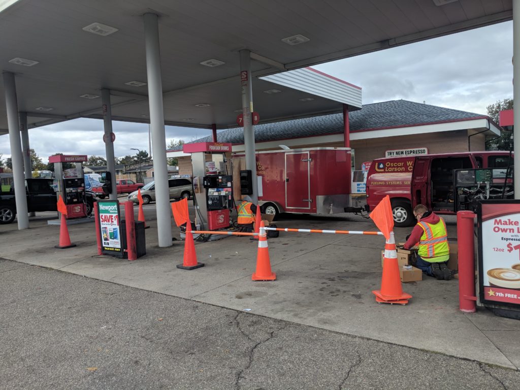 Photograph of Oscar Larson installation project at a gas station
