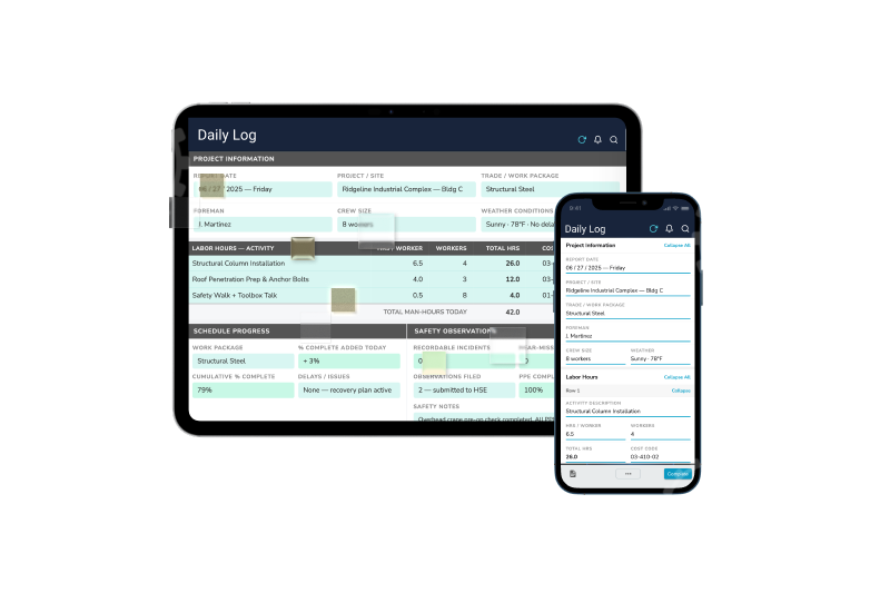 Daily reports on tablet and mobile